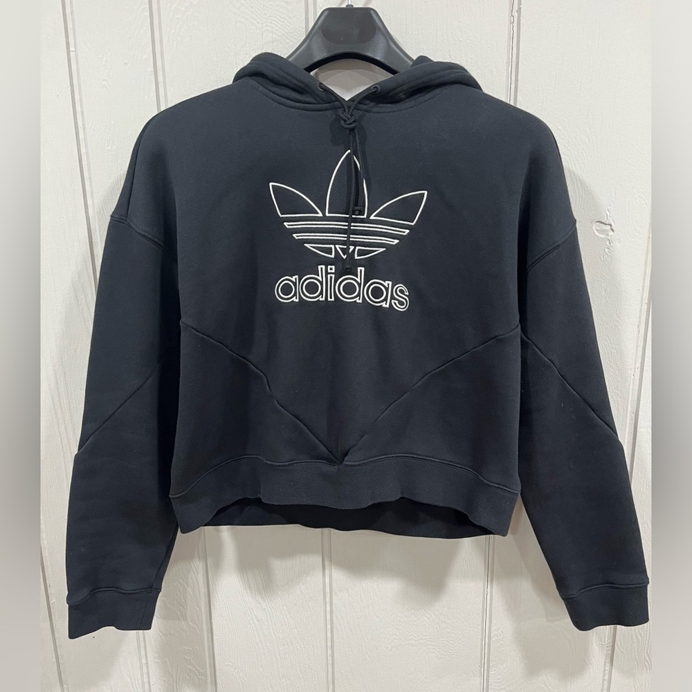 Adidas Black crop top Hoodie
